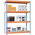 ESTANTERIA ECOFORTE 4 BALDAS AZUL/NARANJA SIMON 200O X 1500 X 450 CM 1504-4 (BALDA 400 KG) CON 4 AGLOMERADOS DE 1500X450 MM REF 1504-4 ( CARGA ADMISIBLE TOTAL 1750 KGS )