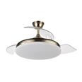 VENTILADOR TECHO C/LUZ 3 ASP RETRACTIL DORADO 108 CM